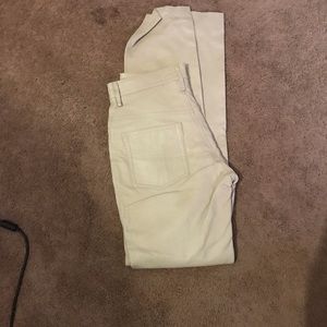 Men’s cream colored leather jeans